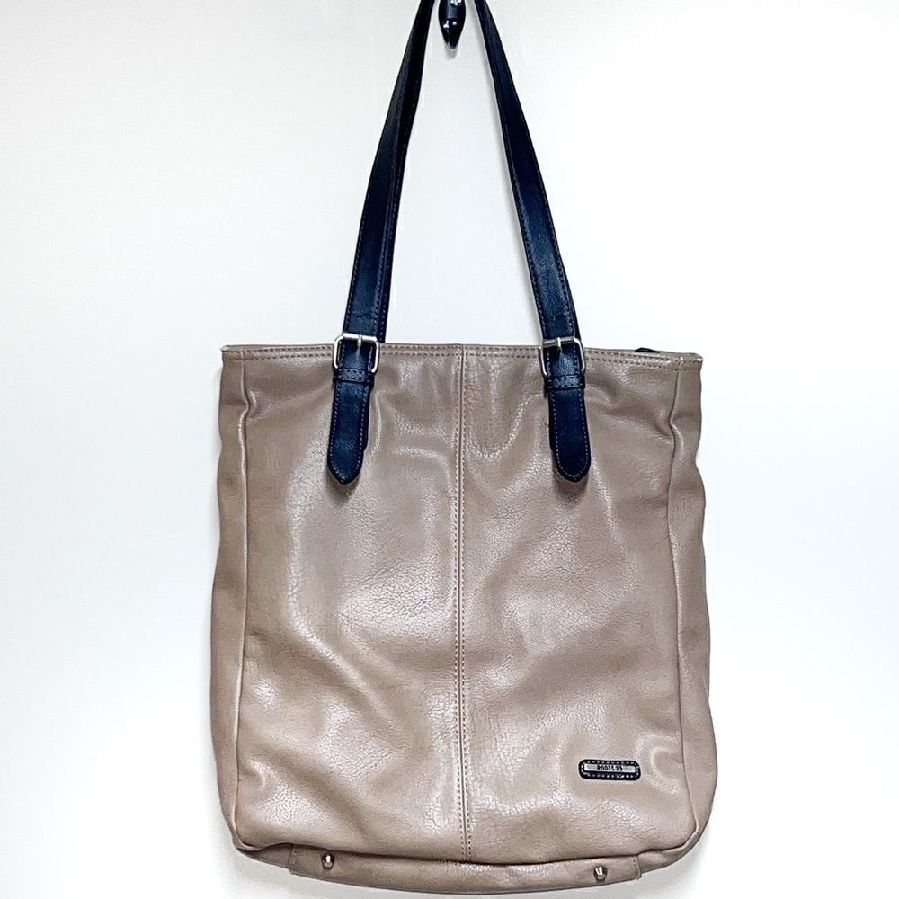 Roots Large Beige Brown Tote faux leather Shoulder Bag